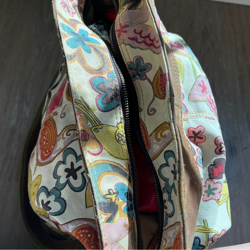 Lucky Brand Hummingbird Canvas & Suede Boho Shoulder Bag - Picture 6 of 11